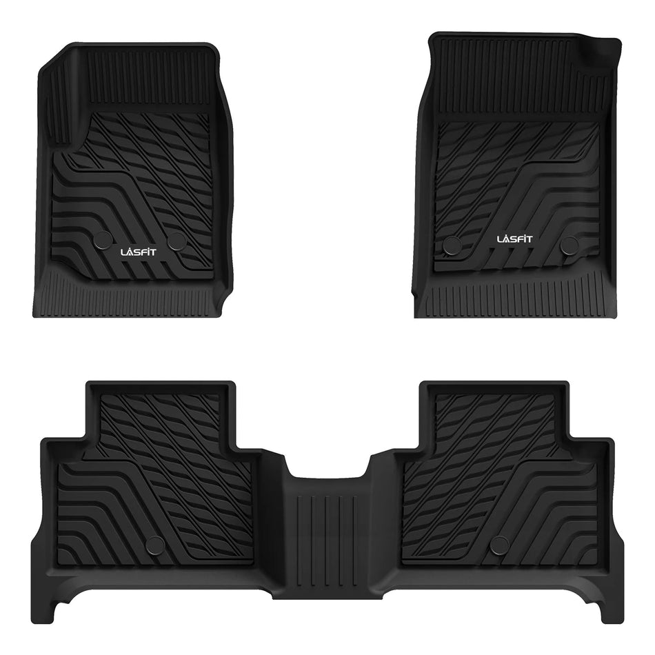LASFIT LINERS Floor Mats for 2015-2022 Chevrolet Chevy Colorado Crew Cab All Weather TPE Car Mats, Custom Fit Floor Liners, 1st & 2nd Row, Black