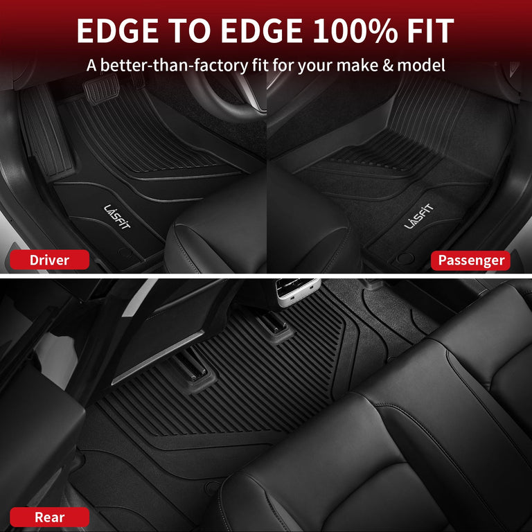 LASFIT LINERS Floor Mats for 2023 2022 Tesla Model 3 All Weather TPE Cargo Mats Custom Fit Floor Liners, Frunk Rear Trunk Mats Full Set