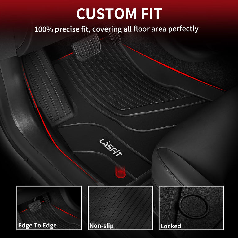 LASFIT LINERS Floor Mats for 2023 2022 Tesla Model 3 All Weather TPE Cargo Mats Custom Fit Floor Liners, Frunk Rear Trunk Mats Full Set