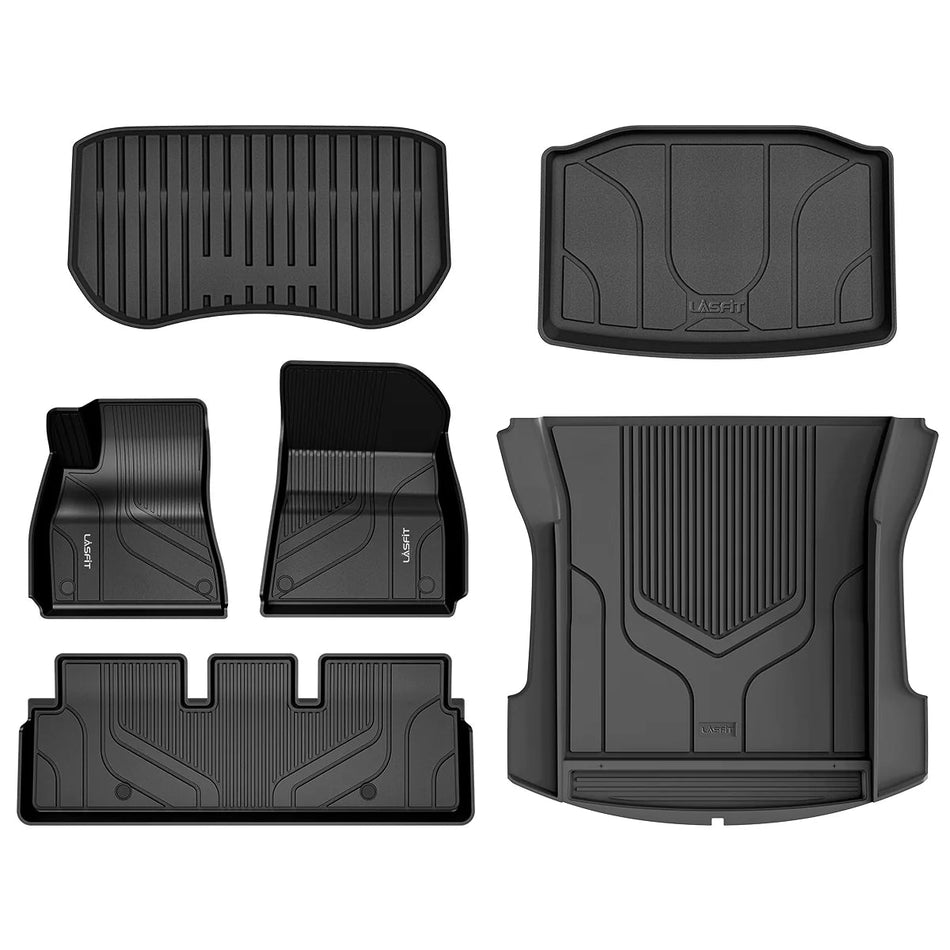 LASFIT LINERS Floor Mats for 2023 2022 Tesla Model 3 All Weather TPE Cargo Mats Custom Fit Floor Liners, Frunk Rear Trunk Mats Full Set