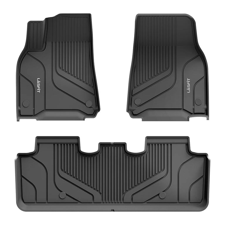 LASFIT LINERS Floor Mats for 2023 Tesla Model Y 2022 2021 2020, All Weather TPE Car Mats Custom Fit Floor Liners, Front and Rear 2 Rows Set