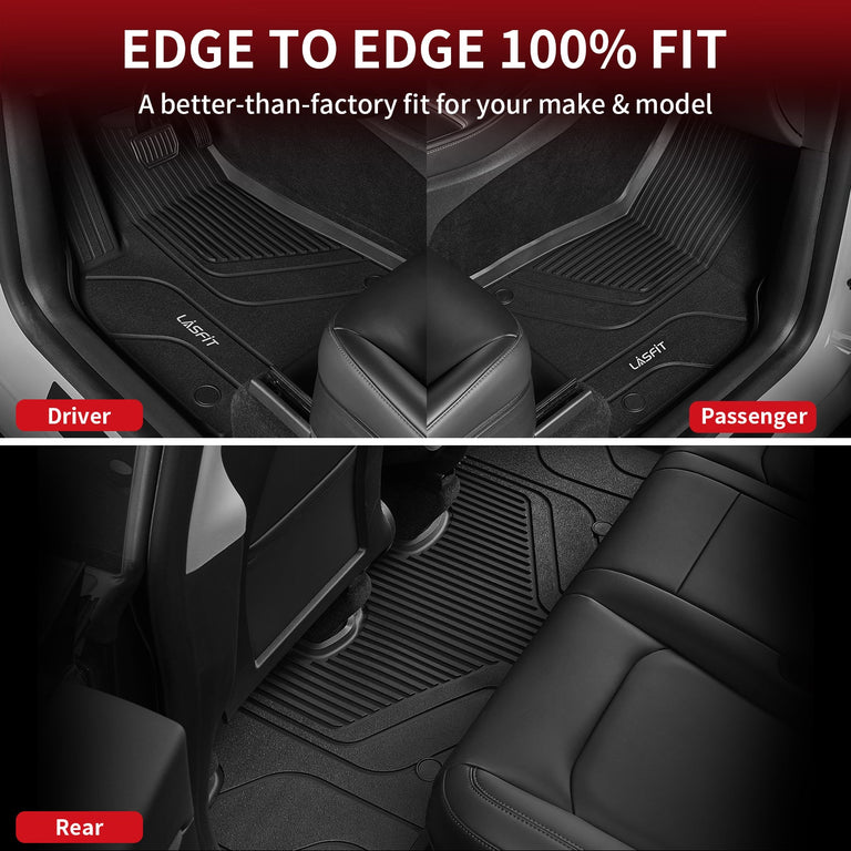 LASFIT LINERS Floor Mats for 2024 2023 2022 2021 2020 Tesla Model Y 5 Seat, All Weather TPE Cargo Mats Custom Fit Floor Liners, Frunk Rear Trunk Mats Full Set