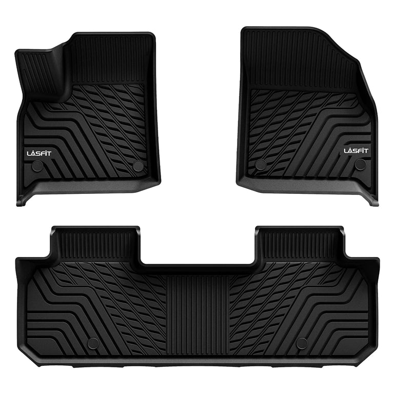 LASFIT LINERS Floor Mats for Chevrolet Traverse 2019-2023, All Weather TPE Car Mats Custom Fit Floor Liners, 1st & 2nd Row, Black (for Bucket Seats 2-Row Only)