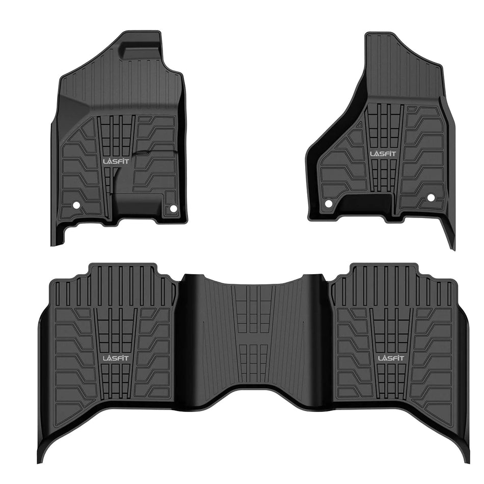 LASFIT LINERS Floor Mats for Dodge Ram 1500/2500/3500 Crew Cab 2013-2018 All Weather Custom Fit Car Floor Liners 1st & 2nd Row, Black