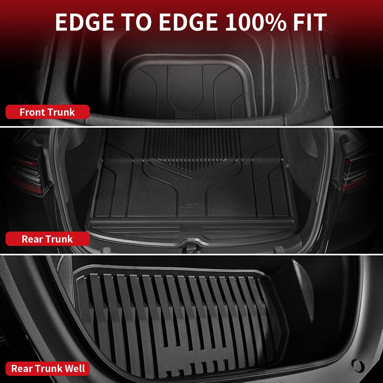 LASFIT LINERS Front Trunk Mats for Tesla Model Y 2024 2023 2022 2021 2020, All Weather Frunk Mats TPE Cargo Liner Custom Fit Cargo Mat