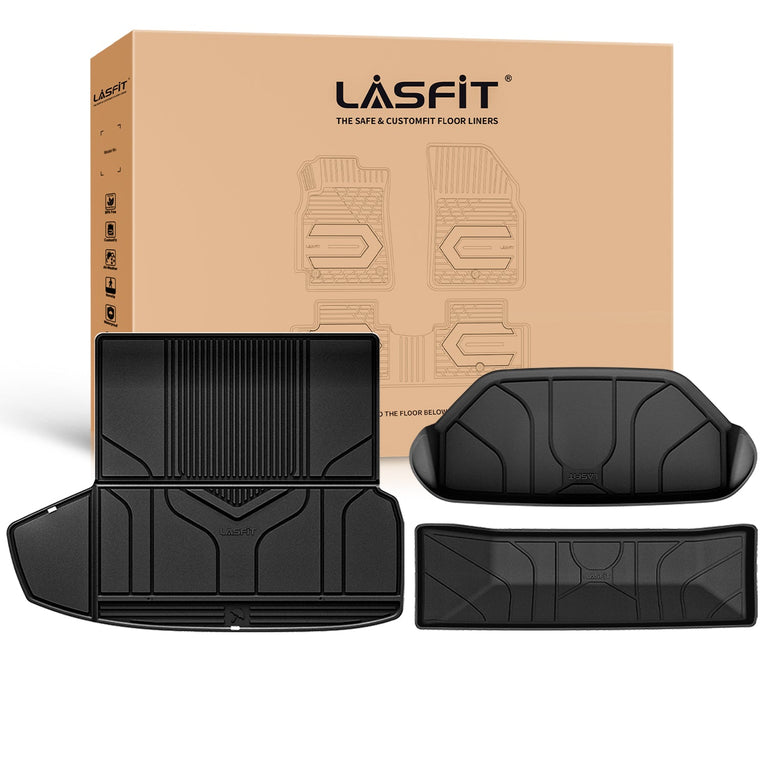 LASFIT LINERS Frunk Trunk Mats Fit for Tesla Model S & Model S Plaid 2021 2022 2023 2024, Custom Fit TPE All Weather Waterproof Cargo Liners, Black