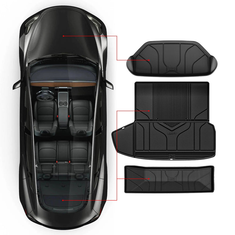 LASFIT LINERS Frunk Trunk Mats Fit for Tesla Model S & Model S Plaid 2021 2022 2023 2024, Custom Fit TPE All Weather Waterproof Cargo Liners, Black