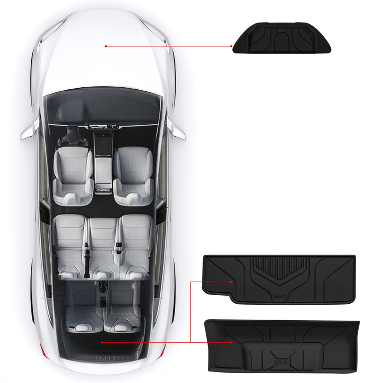 LASFIT LINERS Frunk Trunk Mats Fit for Tesla Model X 6 Seater & Model X Plaid 2021 2022 2023 2024, Custom Fit TPE All Weather Waterproof Cargo Liners, Black