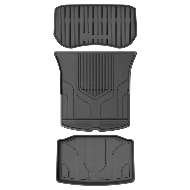 LASFIT LINERS Trunk Mats Front Trunk Liner for Tesla Model Y 5 Seat 2020-2024 TPE All Weather Rear Trunk Storage Mat Custom Fit Cargo Liners (Set of 3 Mats 2020+)