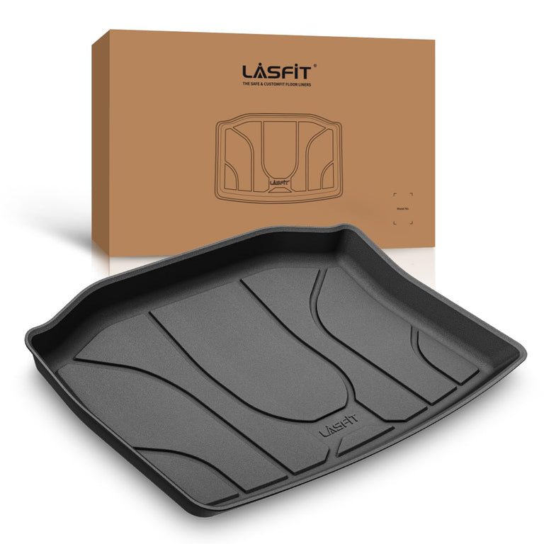 LASFIT LINERS Trunk Storage Mats for Tesla Model Y 2024-2020, Rear Trunk Well Liner All Weather TPE Custom Fit Cargo Mat (Only Fit for 5-Seat)