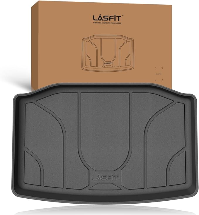 LASFIT LINERS Trunk Storage Mats for Tesla Model Y 2024-2020, Rear Trunk Well Liner All Weather TPE Custom Fit Cargo Mat (Only Fit for 5-Seat)