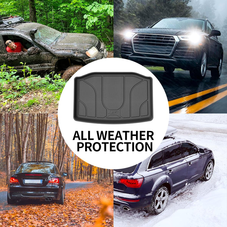 LASFIT LINERS Trunk Storage Mats for Tesla Model Y 2024-2020, Rear Trunk Well Liner All Weather TPE Custom Fit Cargo Mat (Only Fit for 5-Seat)