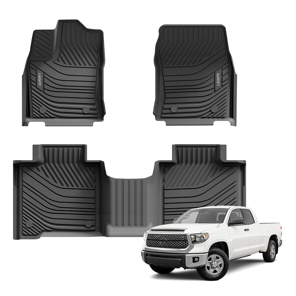 LASFIT LINERS Floor Mats Fit for 2022-2024 Toyota Tundra CrewMax Cab Only, Custom Fit TPE All Weather Floor Liners 1st & 2nd Row Car Mats, Black