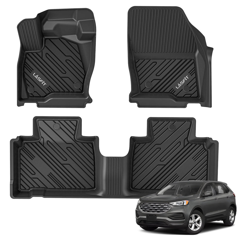 LASFIT LINERS Floor Mats Fit for 2015-2024 Ford Edge, Custom Fit TPE All Weather Floor Liners 1st & 2nd Row Car Mats, Black