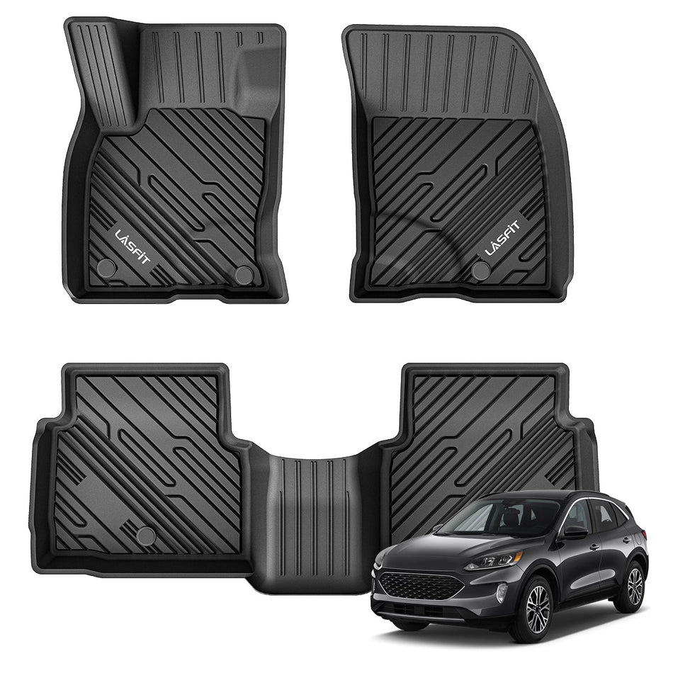 LASFIT LINERS Floor Mats Fit for Ford Escape 2024 2023 2022 2021 2020 (NOT Fit Hybrid) All Weather Custom Fit Car Liners,Front and Rear Floor Liners,Black