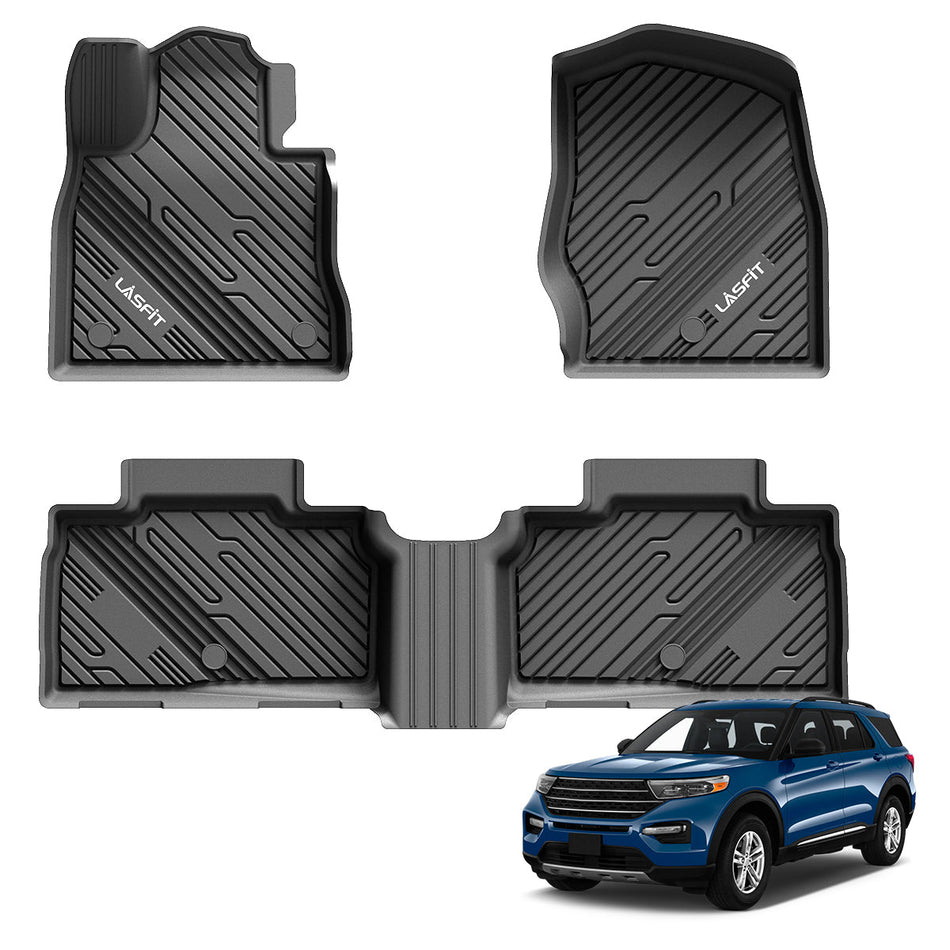LASFIT LINERS Floor Mats Fit for 2020-2023 Ford Explorer All Weather Car Liners 6 or 7 Seat/2 Row