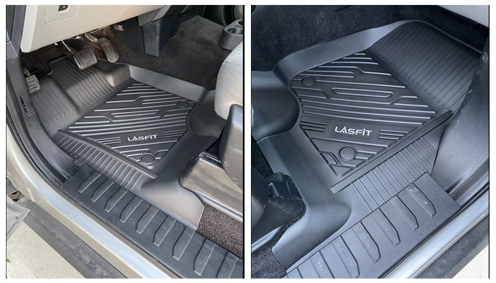 LASFIT LINERS Floor Mats Fit for 2015-2024 Ford F-150/ F150 Lightning SuperCrew Cab (Not Fit Rear Seat with Under-Seat Fold Flat Storage), All Weather TPE Truck Liners