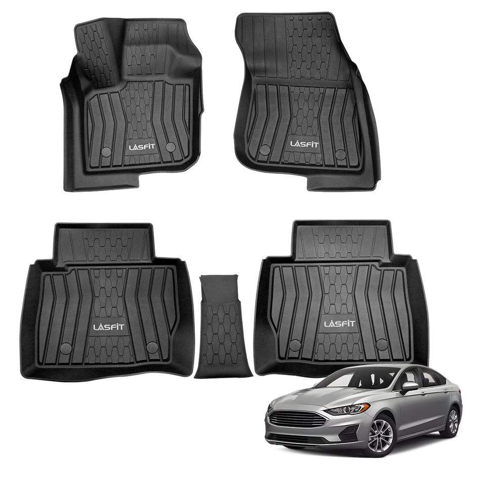 LASFIT LINERS Floor Mats Fit for 2017-2020 Ford Fusion All Weather Custom Fit Floor Liners 1st & 2nd Rows, Black