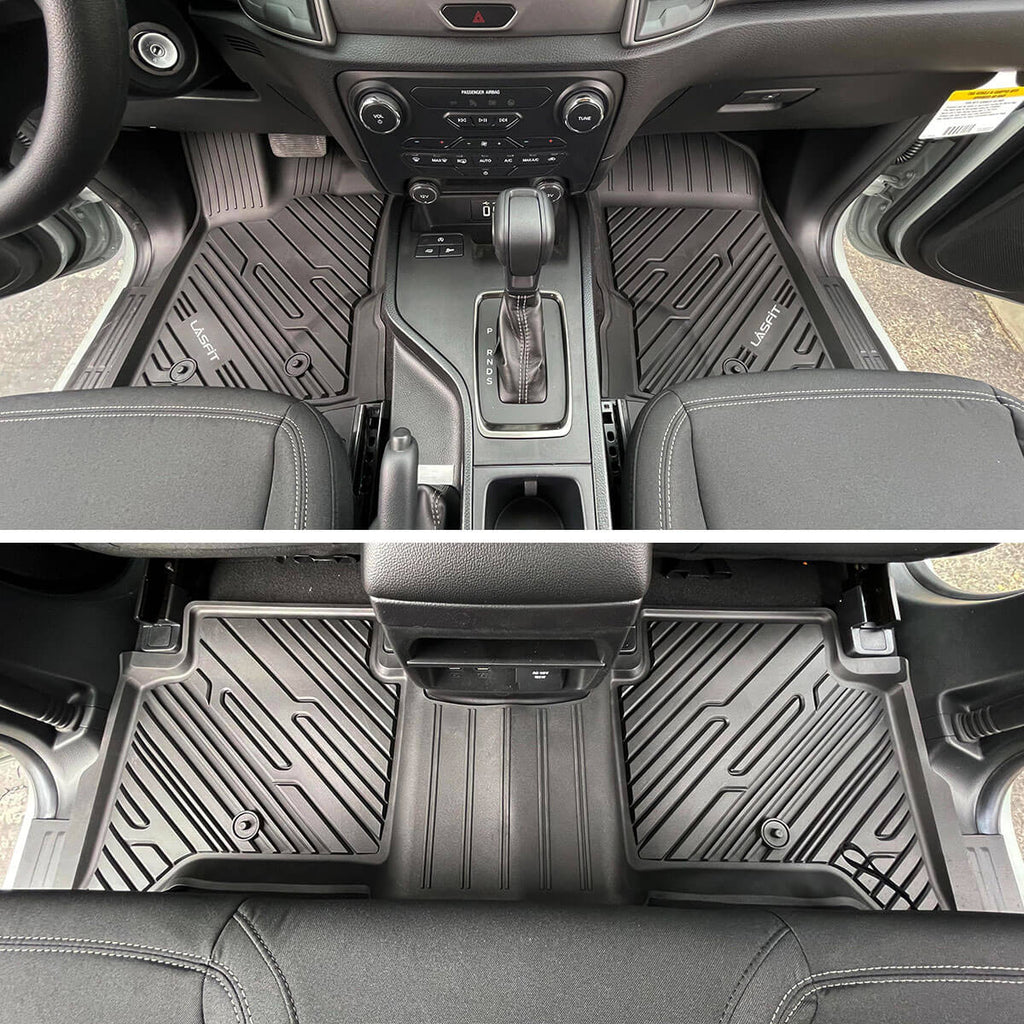 LASFIT LINERS Floor Mats Fit for Ford Ranger 2023 2022 2021 2020 SuperCrew Cab, All Weather TPE Truck Liners, Front and Rear Row Set