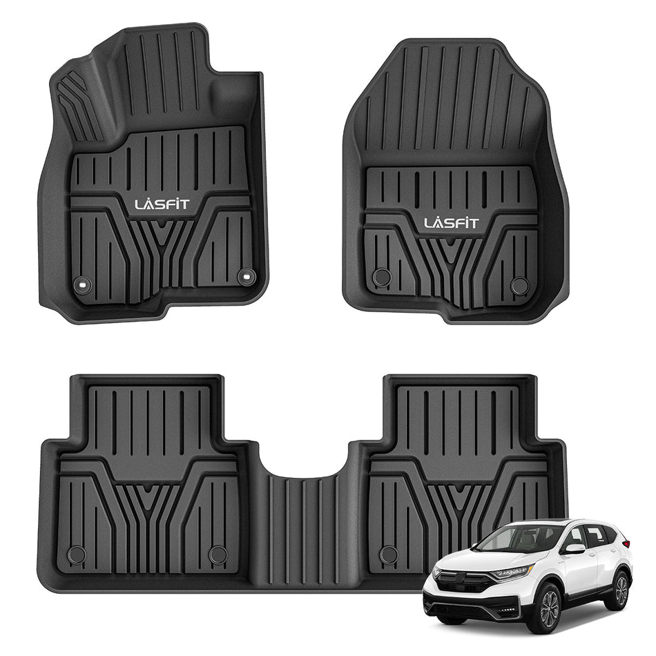 LASFIT LINERS Floor Mats Fit for 2017-2022 Honda CR-V/CRV Hybrid Models, All Weather Protection TPE Car Liners, 1st & 2nd Row Set