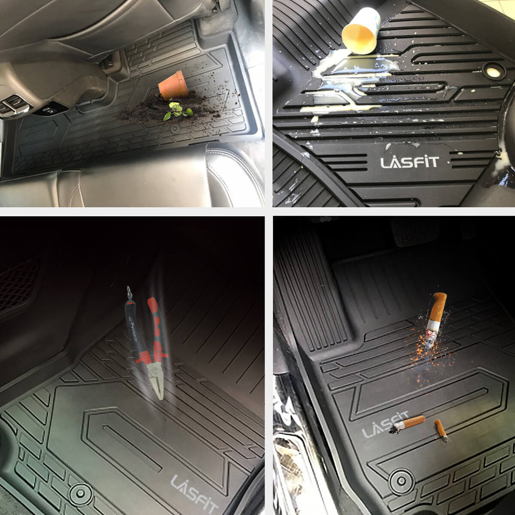 LASFIT LINERS Floor Mats for 2015-2023 Jeep Cherokee (Not Fit with Raised Dead Pedal), All Weather TPE Custom Fit Car Floor Liners, 1st & 2nd Row, Black