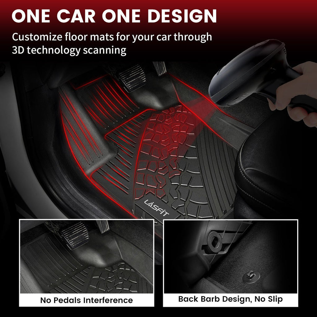 LASFIT LINERS Floor Mats for 2015-2023 Jeep Cherokee (Not Fit with Raised Dead Pedal), All Weather TPE Custom Fit Car Floor Liners, 1st & 2nd Row, Black