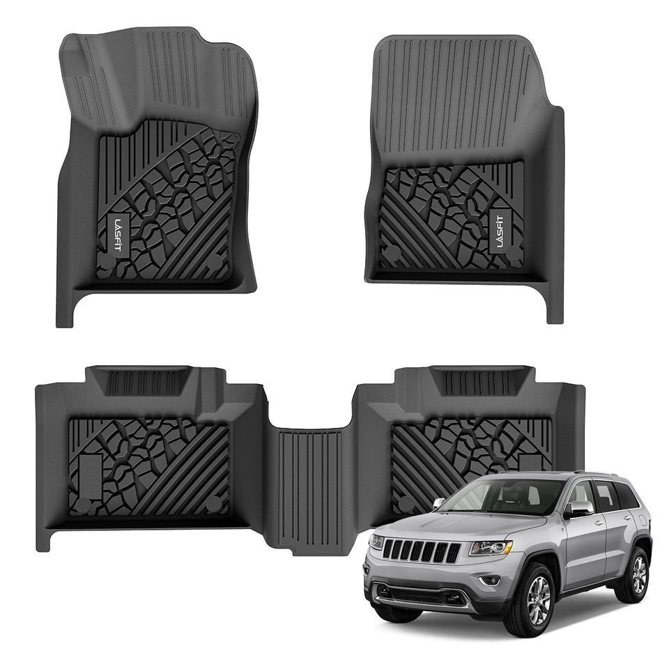 LASFIT LINERS Floor Mats Fit for 2013-2015 Jeep Grand Cherokee / 2013-2015 Dodge Durango (2nd Row Bench Seating Only) All Weather Car Liners
