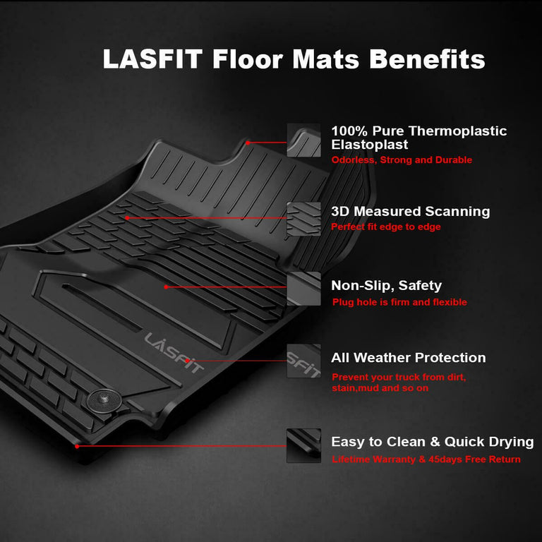 LASFIT LINERS Floor Mats Fit for Jeep Grand Cherokee L 2021-2024 (ONLY for 6-Passenger Without Center Console) All Weather Custom Fit Car Floor Liners