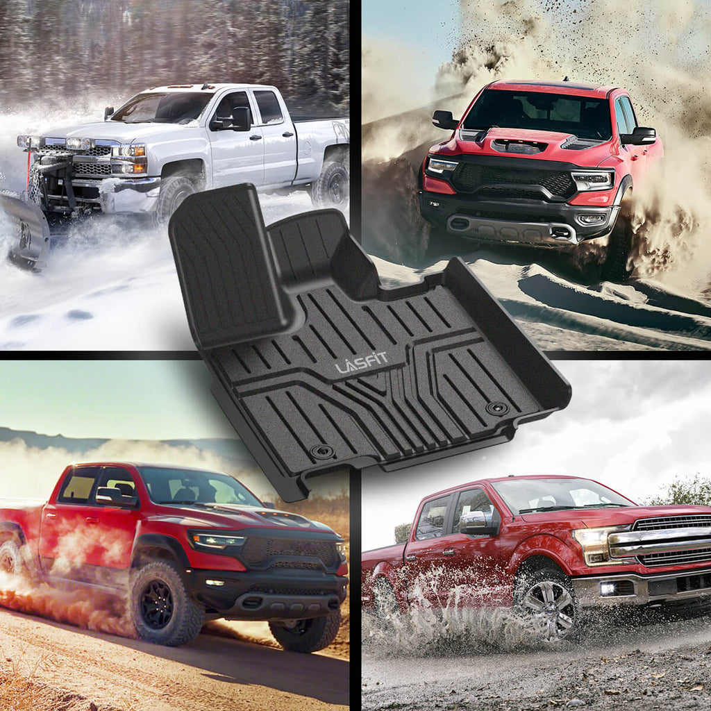 LASFIT LINERS Floor Mats Fit for 2013-2018 Jeep Wrangler JK Unlimited 4 Door Only (Not Fit for JL or 4xe), TPE All Weather Car Liners，Custom Fit 1st & 2nd Row Floor Liners, Black