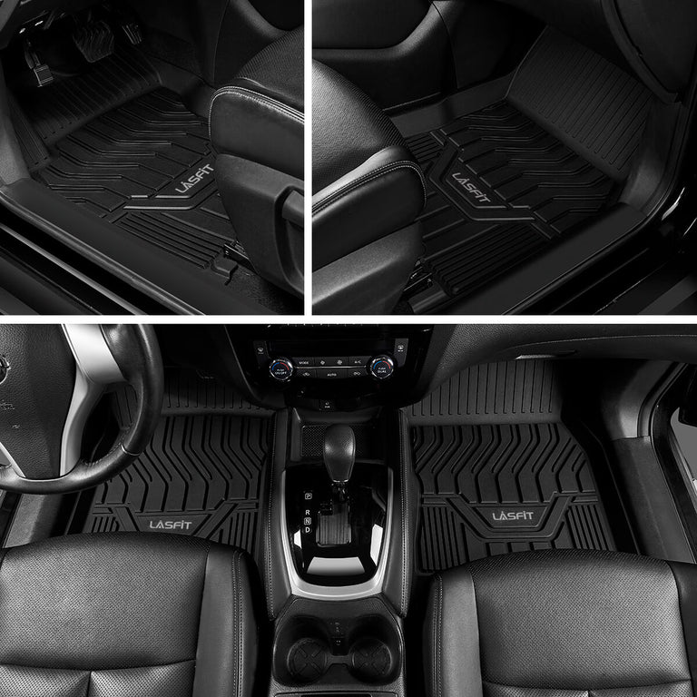 LASFIT Floor Mats Fits for Infiniti QX80 2014-2018 All Weather TPE Full Coverage Car Floor Liners, 1st & 2nd Row, Black