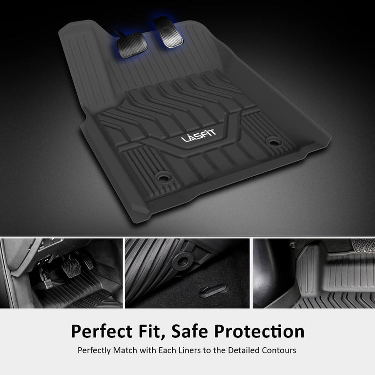 LASFIT Floor Mats Fits for Infiniti QX80 2014-2018 All Weather TPE Full Coverage Car Floor Liners, 1st & 2nd Row, Black