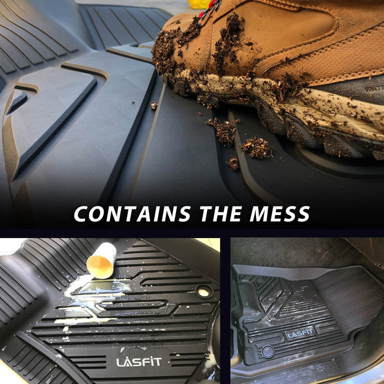 LASFIT LINERS Floor Mats & Cargo Mat Fit for Jeep Grand Cherokee L 2021-2024 (ONLY for 6-Passenger Without Center Console) All Weather Custom Fit Car Floor Liners