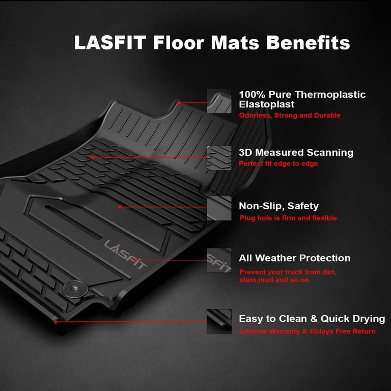 LASFIT LINERS Floor Mats & Cargo Mat Fit for Jeep Grand Cherokee L 2021-2024 (ONLY for 6-Passenger Without Center Console) All Weather Custom Fit Car Floor Liners
