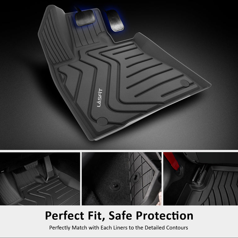 LASFIT LINERS Floor Mats Custom Fit for 2018-2022 Lexus RXL (RX350L/ RX450hL), All Weather TPE Car Liners, Front & Rear Rows, Black