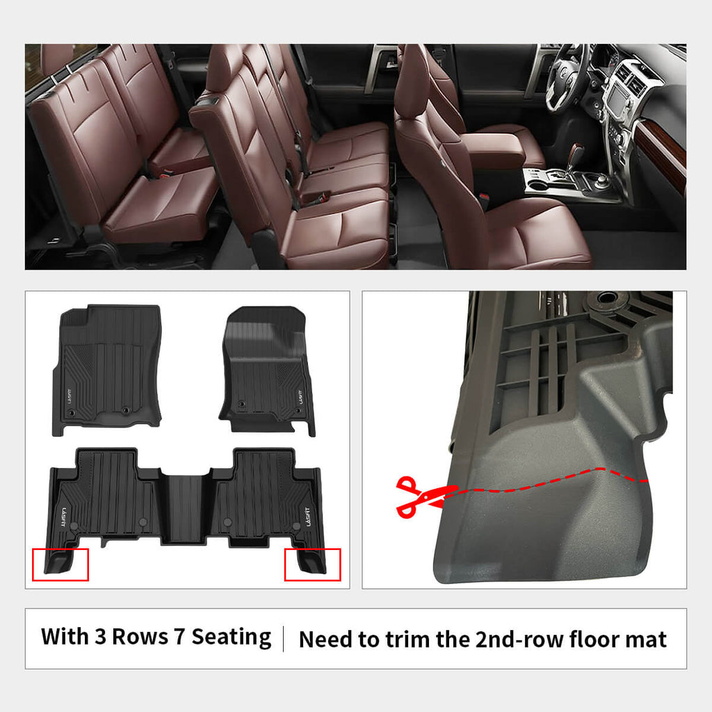 LASFIT LINERS Floor Mats Fit for 2014-2023 Lexus GX460 & 2014-2024 Toyota 4Runner Custom Fit TPE All Weather Floor Liners 1st & 2nd Row Car Mats, Black