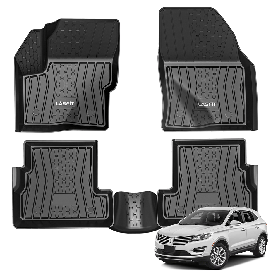 LASFIT LINERS Floor Mats Fit for 2015 2016 Lincoln MKC All Weather Custom Fit Floor Liners 1st & 2nd Rows, Black