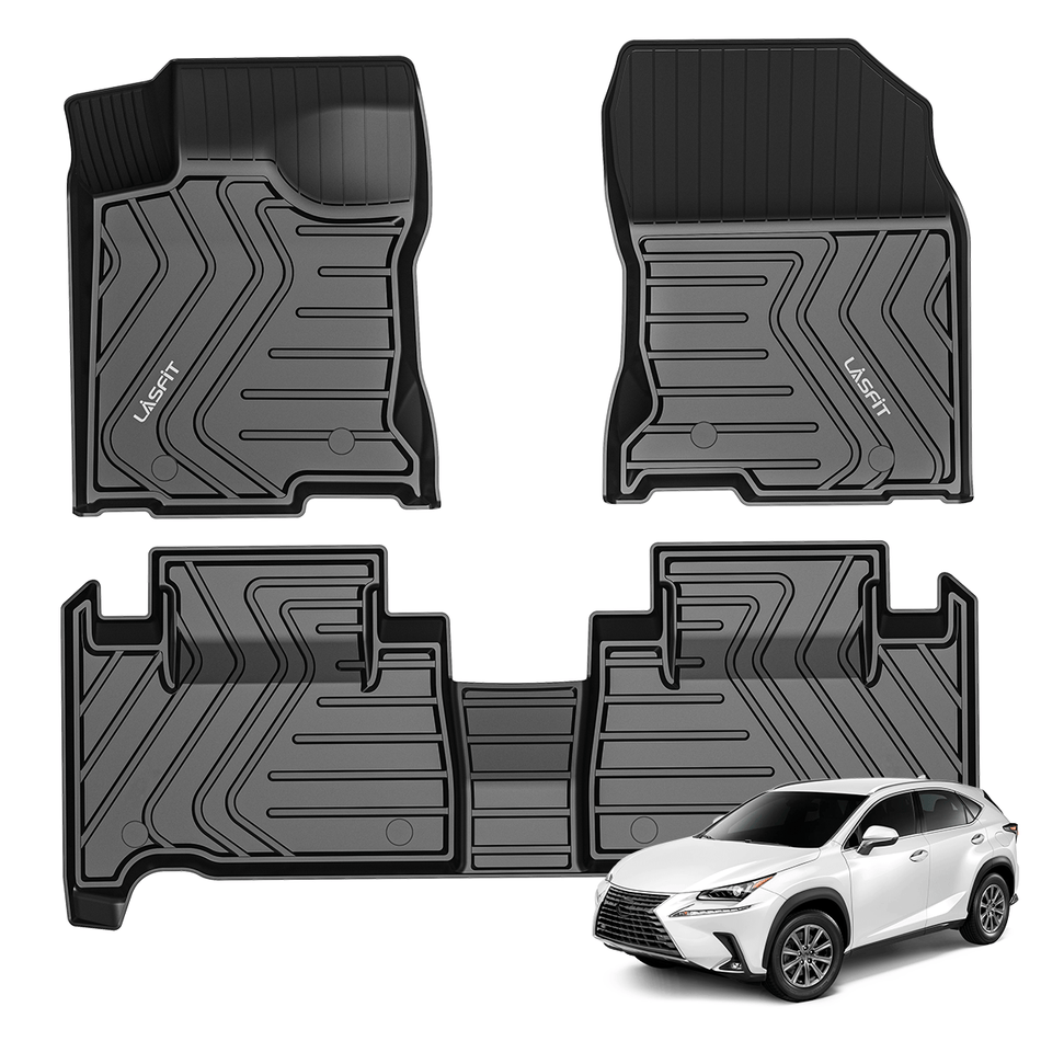 LASFIT LINERS Floor Mats Fit for 2015-2021 Lexus NX200t NX300 NX300h, All Weather Guard Custom TPE Floor Liners, Front & Rear Rows, Black