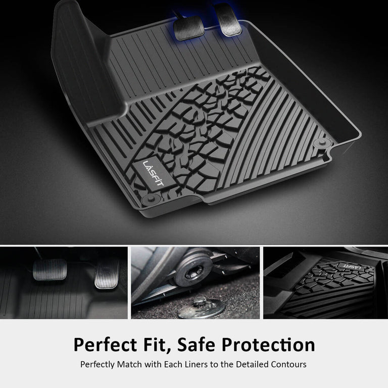 LASFIT LINERS Floor Mats Fit for 2016-2021 Dodge Durango / 2016-2021 Jeep Grand Cherokee (2nd Row Bench Seating Only) All Weather Car Liners
