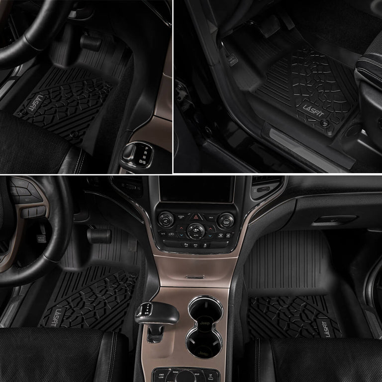 LASFIT LINERS Floor Mats Fit for 2016-2021 Dodge Durango / 2016-2021 Jeep Grand Cherokee (2nd Row Bench Seating Only) All Weather Car Liners