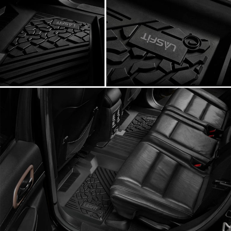 LASFIT LINERS Floor Mats Fit for 2016-2021 Dodge Durango / 2016-2021 Jeep Grand Cherokee (2nd Row Bench Seating Only) All Weather Car Liners