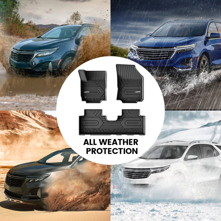 LASFIT LINERS Floor Mats Fit for 2018-2024 Chevrolet Equinox/GMC Terrain Denali, All Weather Protection TPE Car Liners, 1st & 2nd Row Set