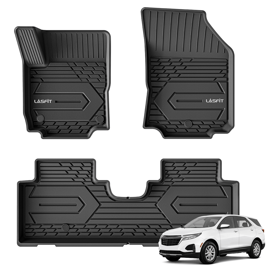 LASFIT LINERS Floor Mats Fit for 2018-2024 GMC Terrain Denali/Chevrolet Equinox, All Weather Protection TPE Car Liners, 1st & 2nd Row Set