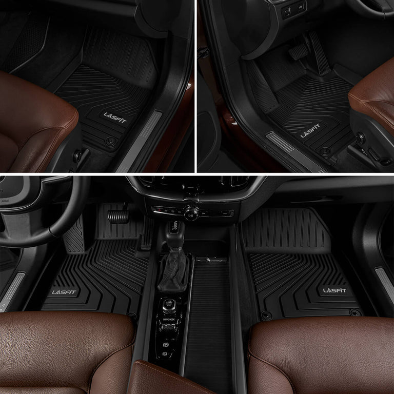 LASFIT LINERS Floor Mats Fit for 2018-2024 Volvo XC60 (for T5, T6 Only, Not for T8 Hybrid) Custom Fit TPE All Weather Floor Liners 1st & 2nd Row Car Mats, Black
