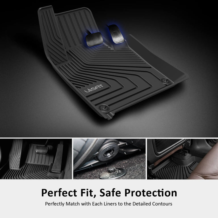 LASFIT LINERS Floor Mats Fit for 2018-2024 Volvo XC60 (for T5, T6 Only, Not for T8 Hybrid) Custom Fit TPE All Weather Floor Liners 1st & 2nd Row Car Mats, Black