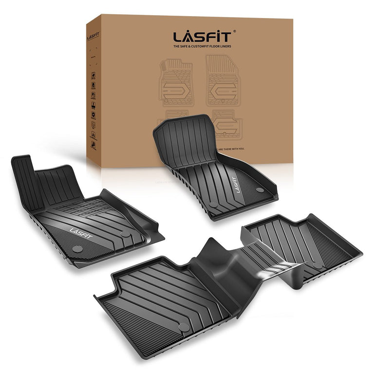 LASFIT LINERS Floor Mats Fit for 2019-2024 BMW 3 Series 320i 330i 330i xDrive RWD Sedan Only, All Weather TPE Car Mats 1st & 2nd Seat Floor Liners