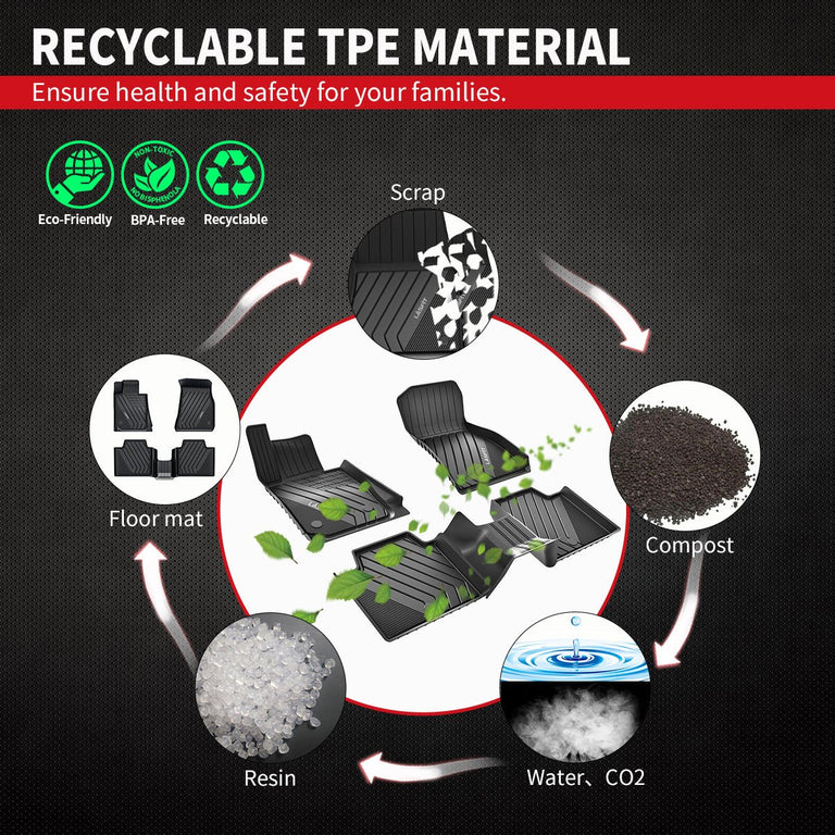 LASFIT LINERS Floor Mats Fit for 2019-2024 BMW 3 Series 320i 330i 330i xDrive RWD Sedan Only, All Weather TPE Car Mats 1st & 2nd Seat Floor Liners