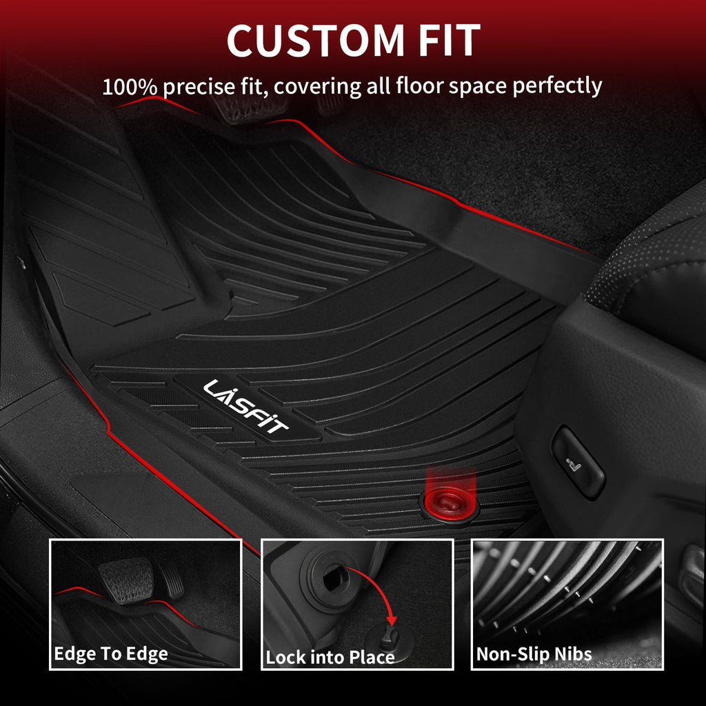 LASFIT LINERS Floor Mats Fit for 2022-2024 Toyota Tundra CrewMax Cab Only, Custom Fit TPE All Weather Floor Liners 1st & 2nd Row Car Mats, Black