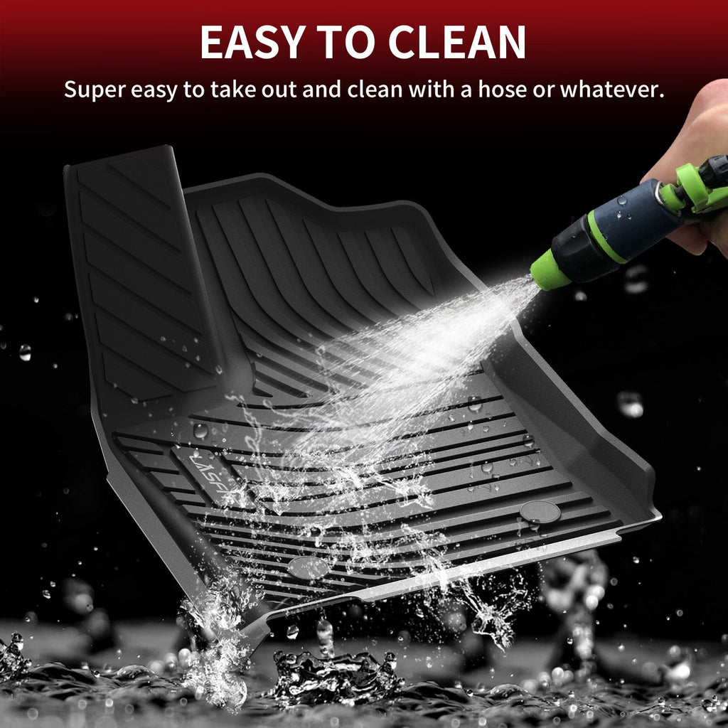 LASFIT LINERS Floor Mats Fit for 2022-2024 Toyota Tundra CrewMax Cab Only, Custom Fit TPE All Weather Floor Liners 1st & 2nd Row Car Mats, Black