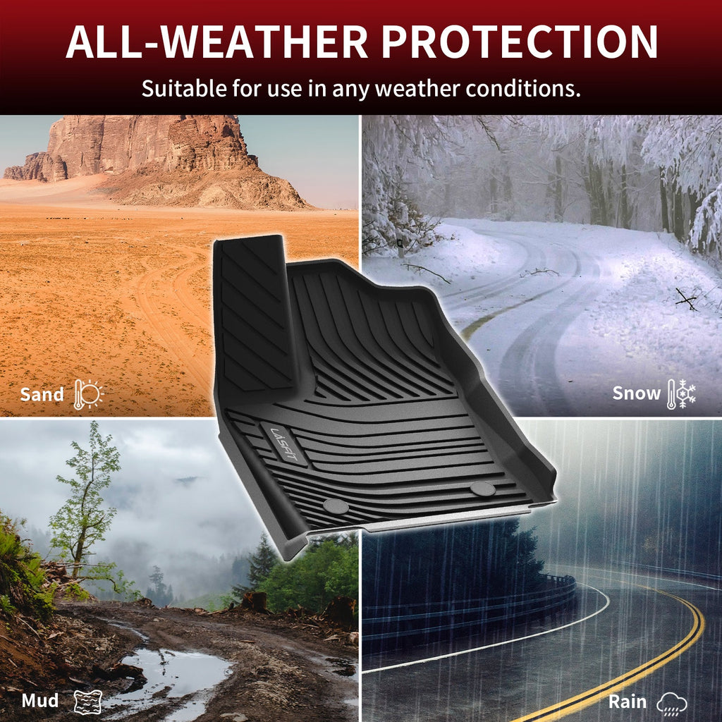 LASFIT LINERS Floor Mats Fit for 2022-2024 Toyota Tundra CrewMax Cab Only, Custom Fit TPE All Weather Floor Liners 1st & 2nd Row Car Mats, Black