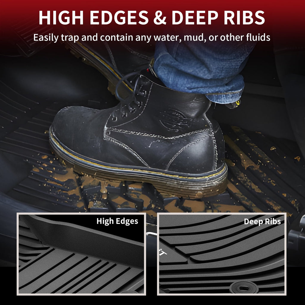 LASFIT LINERS Floor Mats Fit for 2022-2024 Toyota Tundra CrewMax Cab Only, Custom Fit TPE All Weather Floor Liners 1st & 2nd Row Car Mats, Black